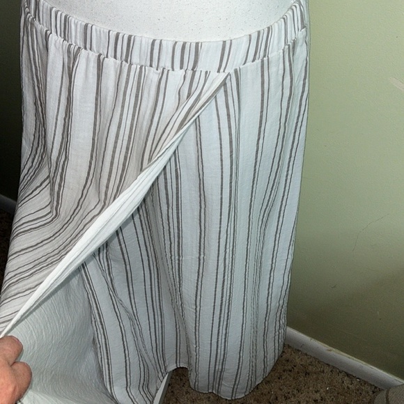 Mododoc Striped Cotton Faux Wrap Elastic Waistband midi skirt, size extra large - Picture 15 of 15